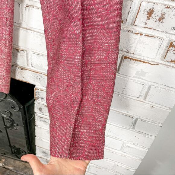 Vintage 90s Worth New York Jacquard Metallic and Pink Cotton Blend Trouser 8 - Picture 3 of 9